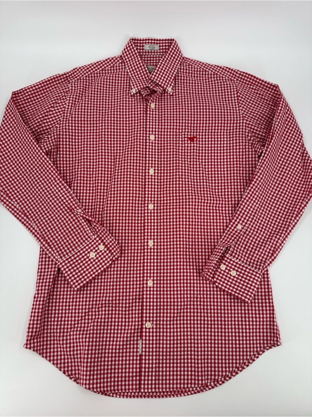 Peter Millar Red Plaid Button-Down Shirt Size M 100% Cotton